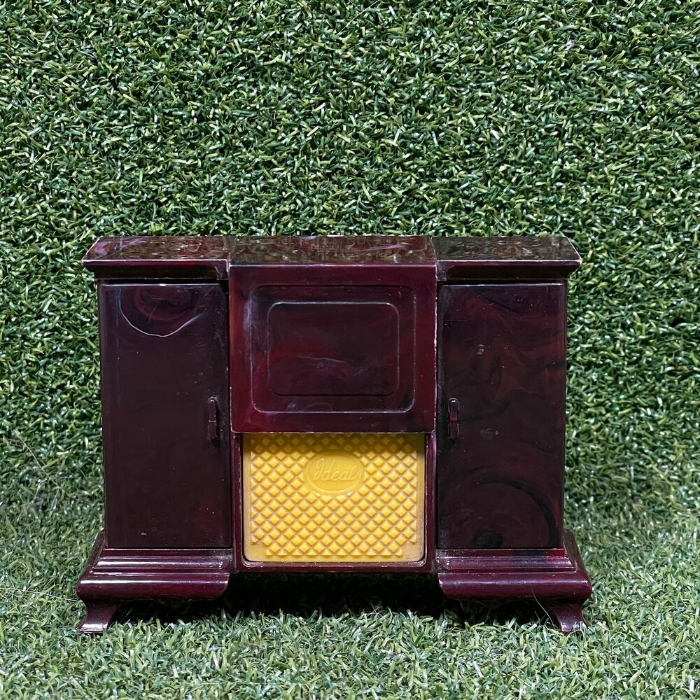 Vintage 1950s Ideal I-1096 Dollhouse TV Radio Record Player Cabinet USA